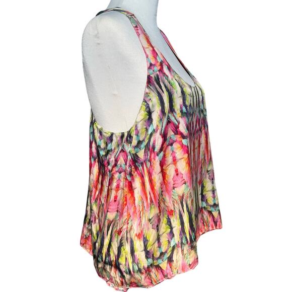 Alexis Olivia Racer Back Silk Flowy Drapy Tank Women L Tie Dye Pink Green Purple - Picture 3 of 8